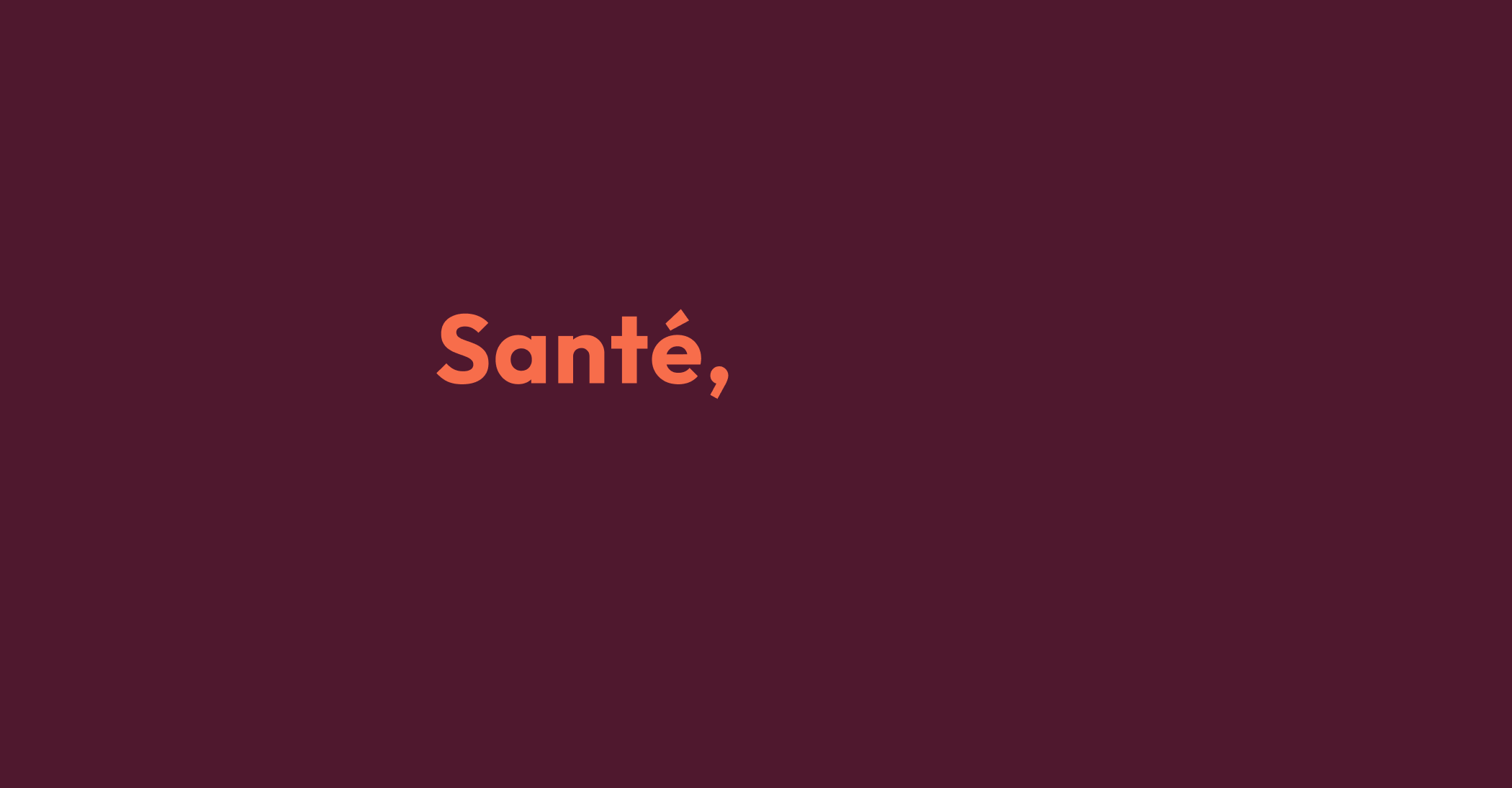 Animated GIF of orange text on a dark purple background. Words appear one at a time. It says “Health, beauty and comfort”. 