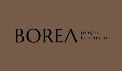 The BOREA Laurentien Refuge logo with the word “BOREA” in black capitals on a textured brown background and the words “refuge laurentien” in smaller letters on the right.