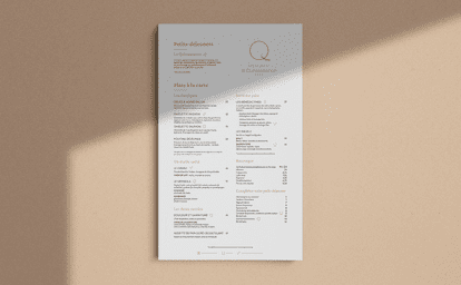Breakfast menu from La Quintessence restaurant in Tremblant, Quebec. The menu features a variety of classic and creative dishes, including eggs Benedict, omelettes, bagels and more.